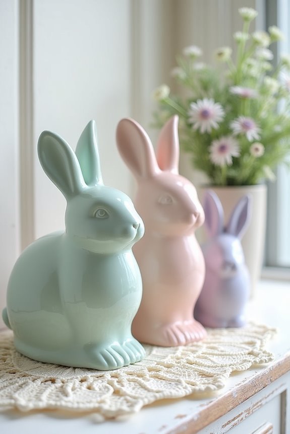 vintage pastel bunny figurines