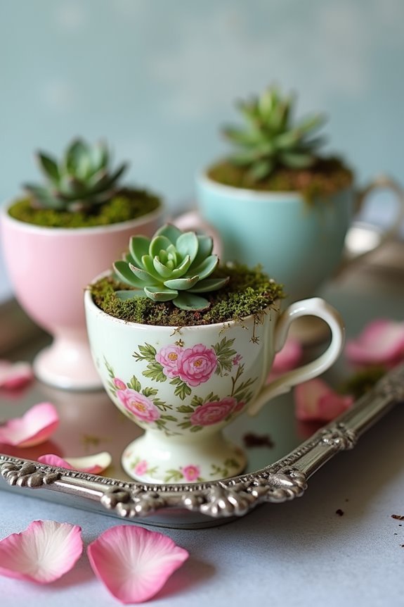 vintage teacup easter display