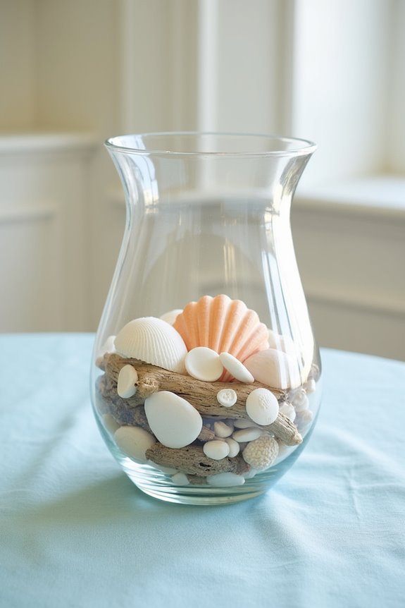 beachy centerpiece with seashells