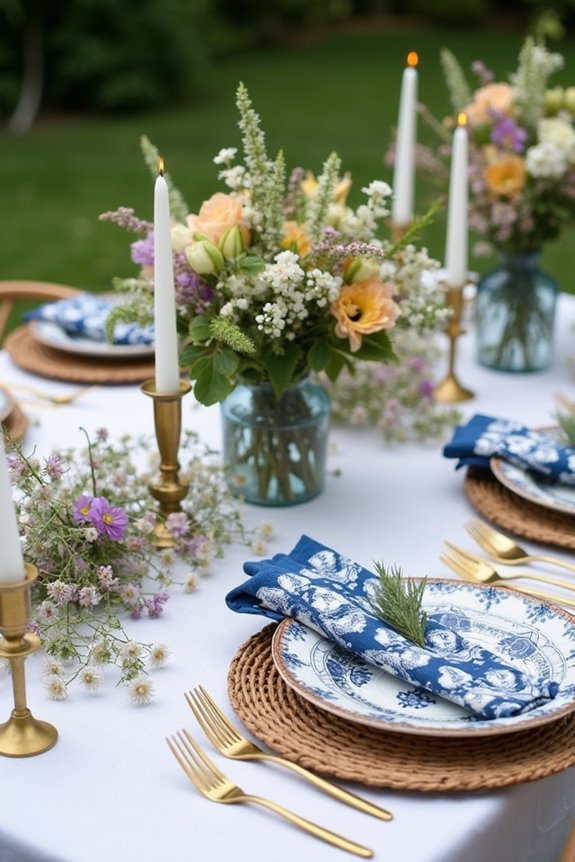 boho mixed pattern tablescape