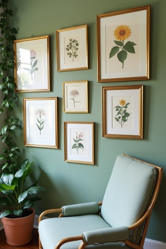 botanical print gallery wall