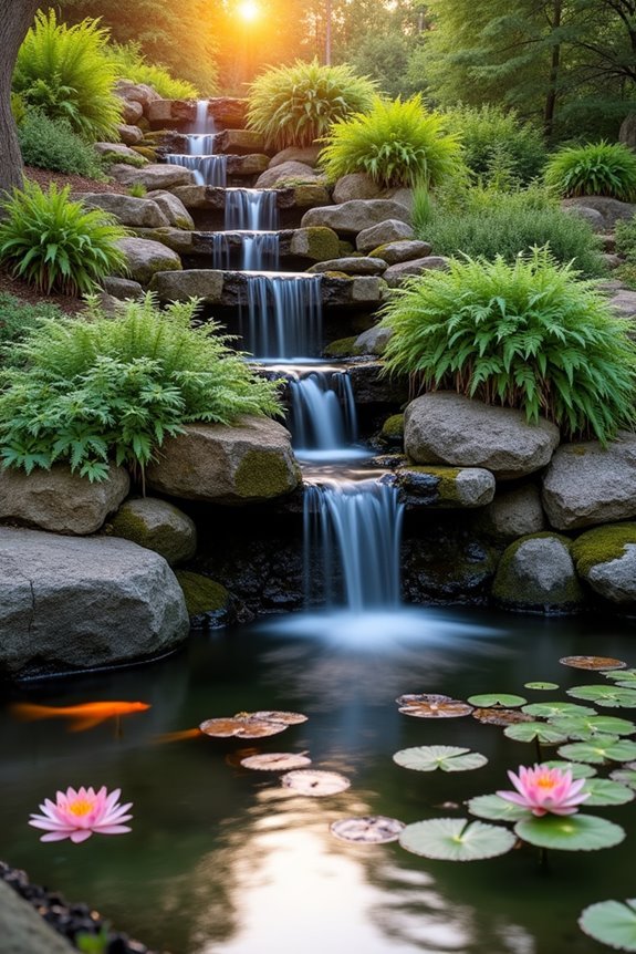 cascading stone waterfall serenity