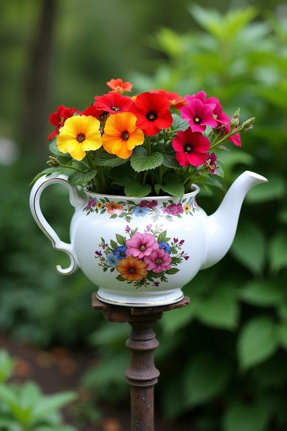 charming teapot flower planters