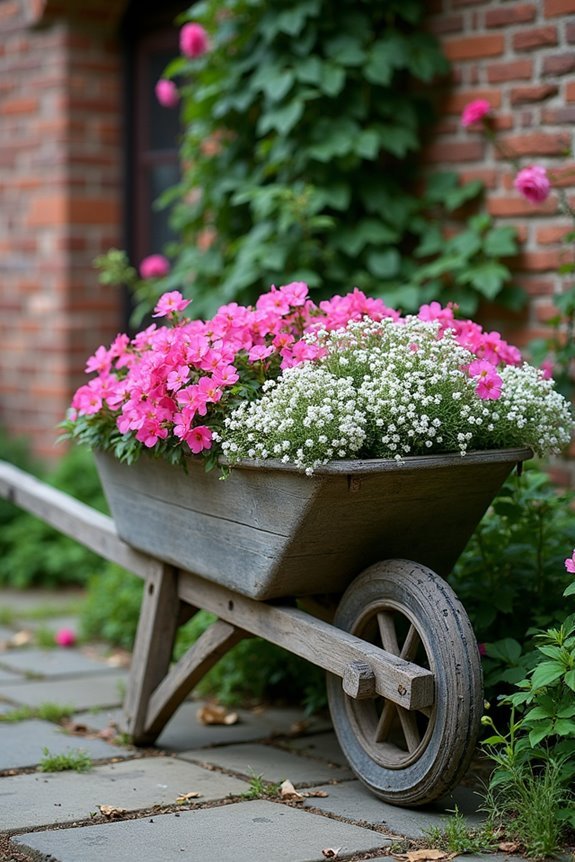 charming vintage wheelbarrow planters