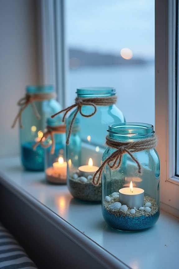 coastal inspired mason jar candles
