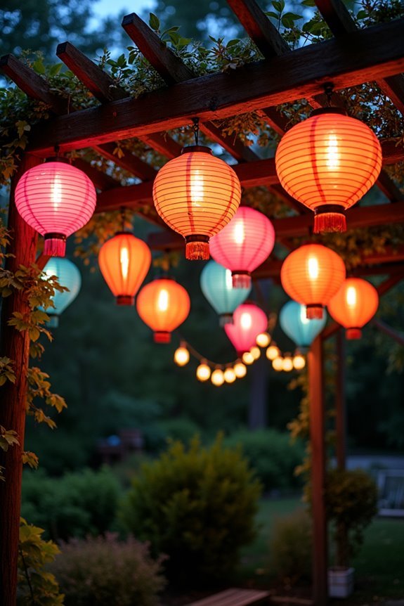 colorful lantern clusters illuminate