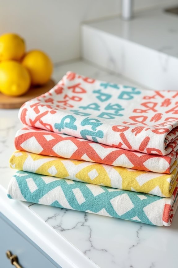 colorful patterned tea towels