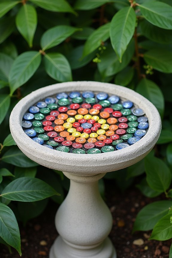 colorful recycled bottle cap art