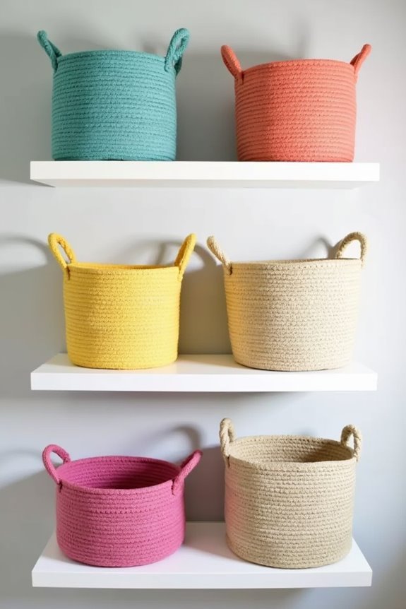 colorful woven storage baskets