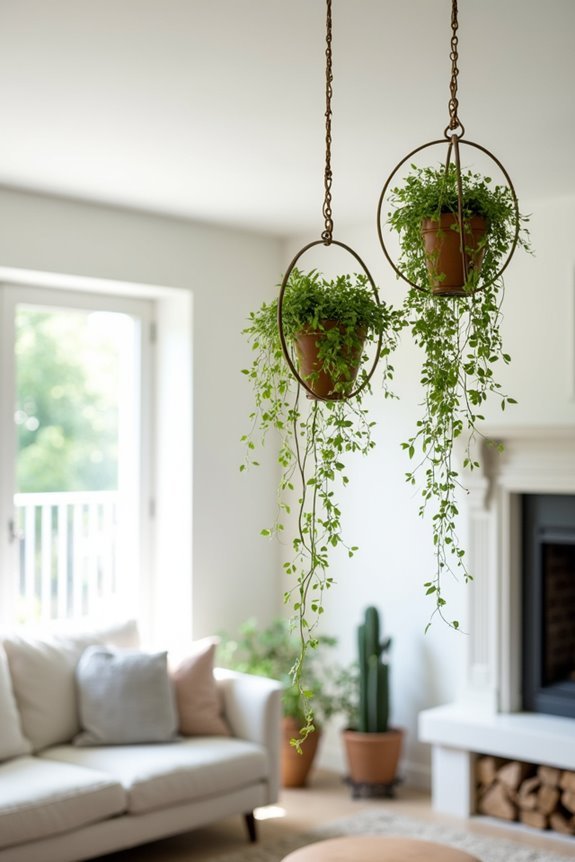 diy plant chandelier creation