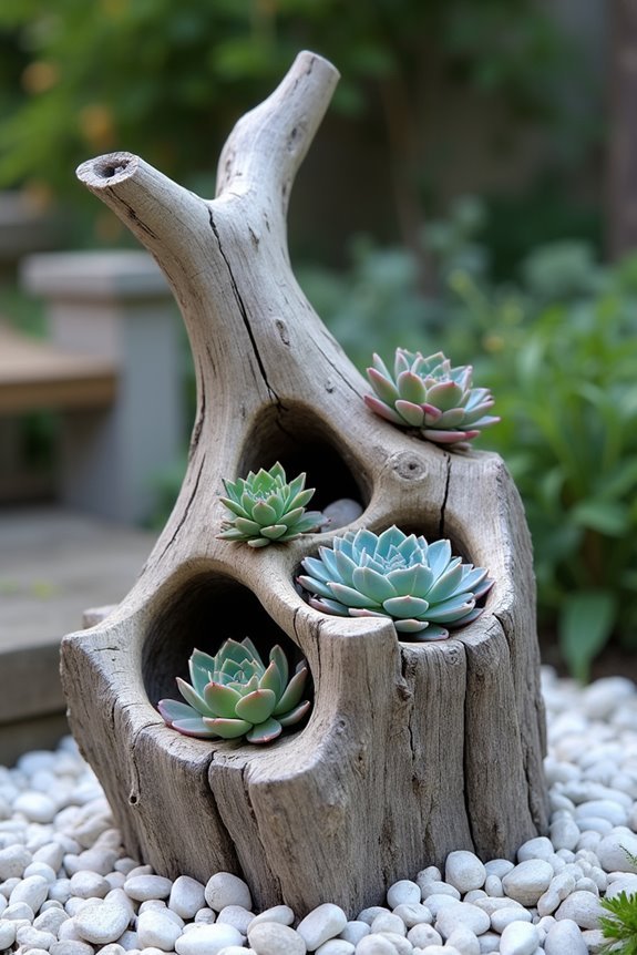 driftwood succulent planter arrangement