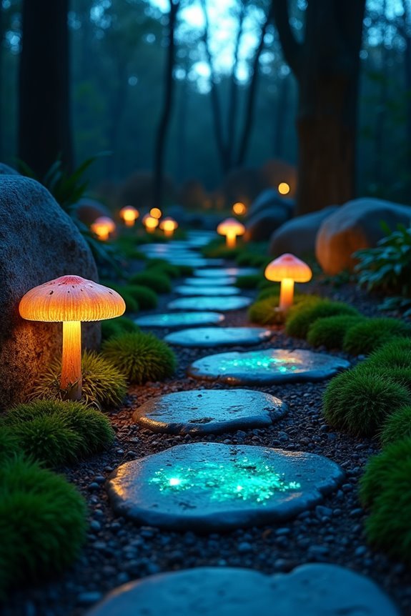 enchanted glowing mushroom pathways