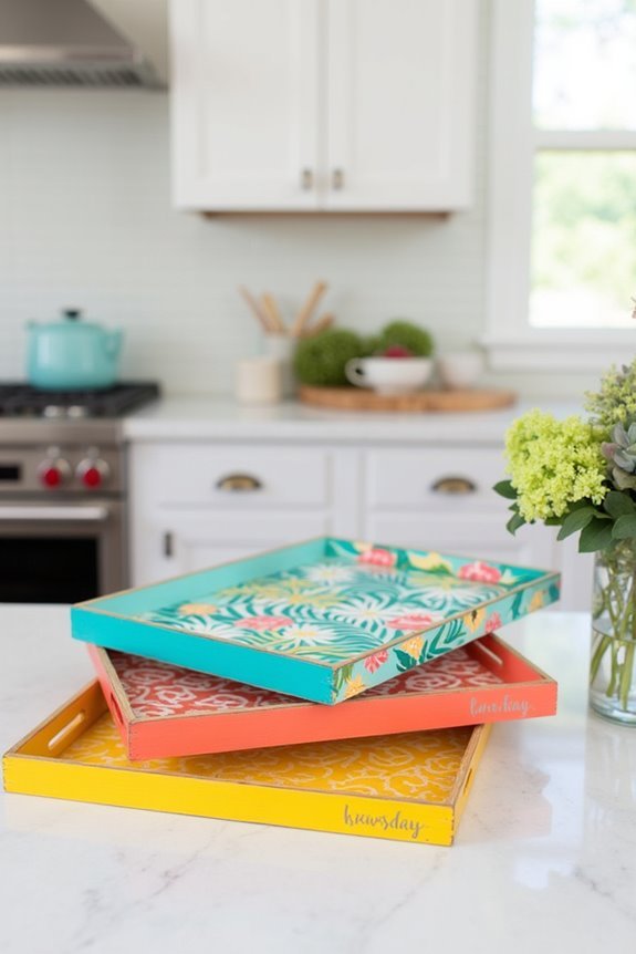 hand painted colorful serving trays