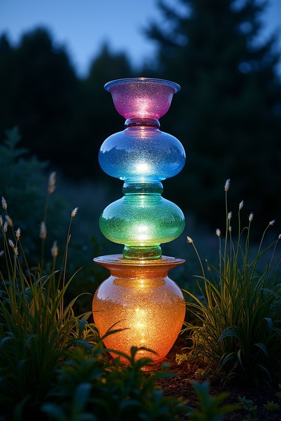 illuminated garden glass sculptures