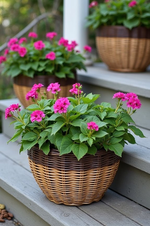 natural baskets with liners
