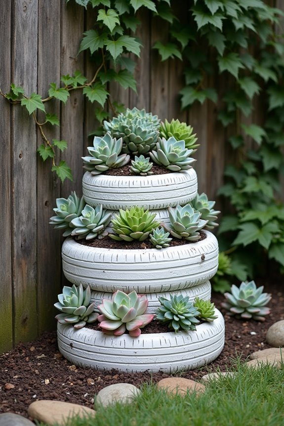 repurposed tire garden planters