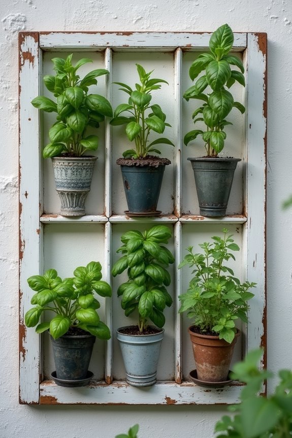 repurposed window herb garden