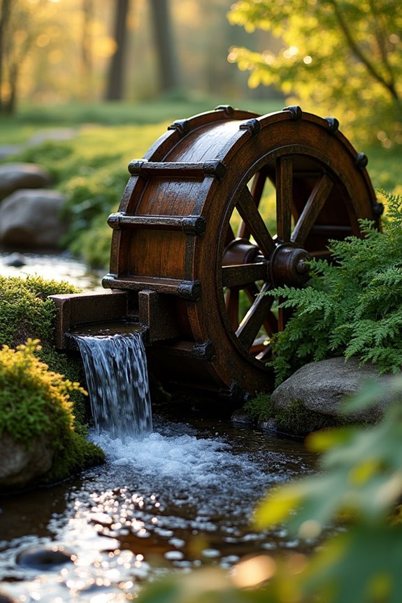 rustic water wheel tranquility