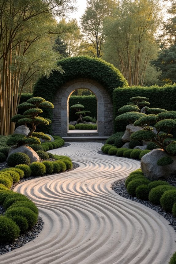 serene sand garden paths
