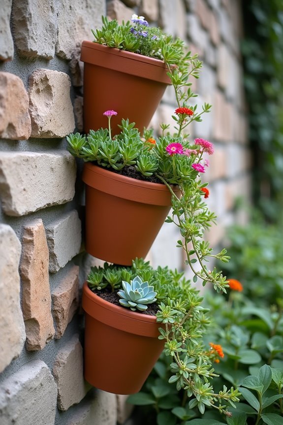 tiered terracotta pot arrangement