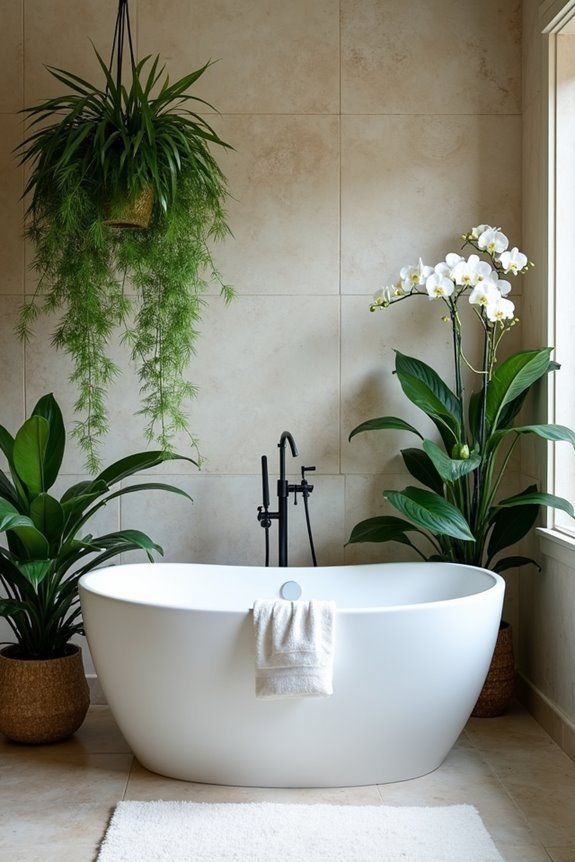 tropical bathroom plant oasis