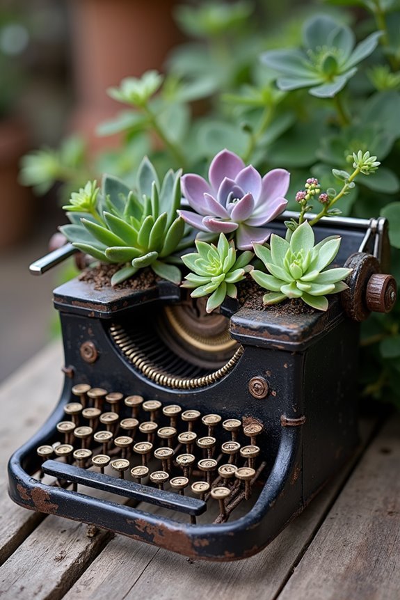 typewriters as succulent displays
