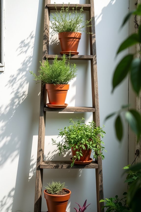 upcycled ladder plant display