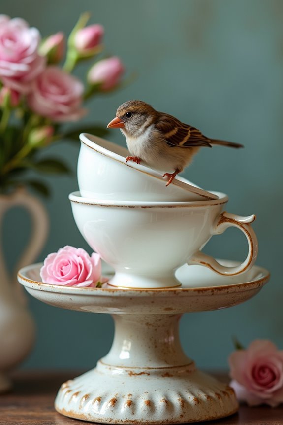 upside down teacup birdbaths