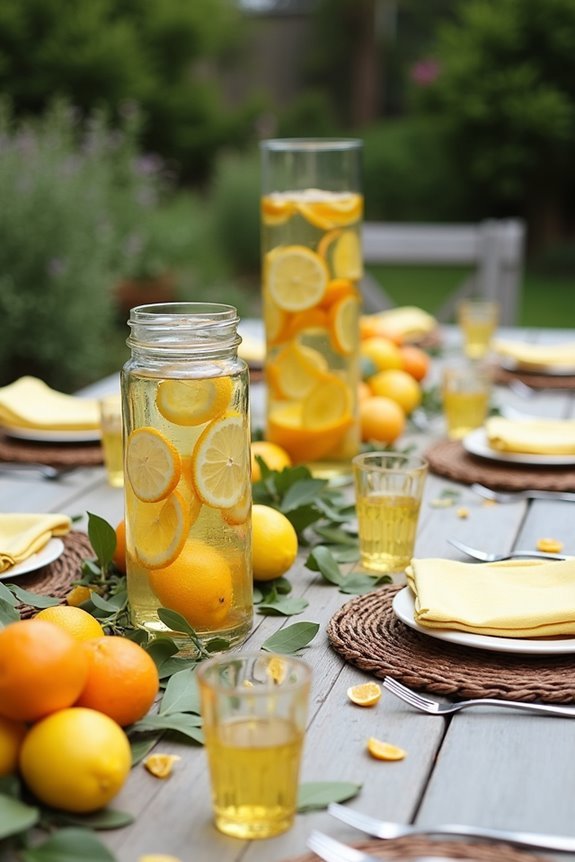 vibrant citrus themed table decor