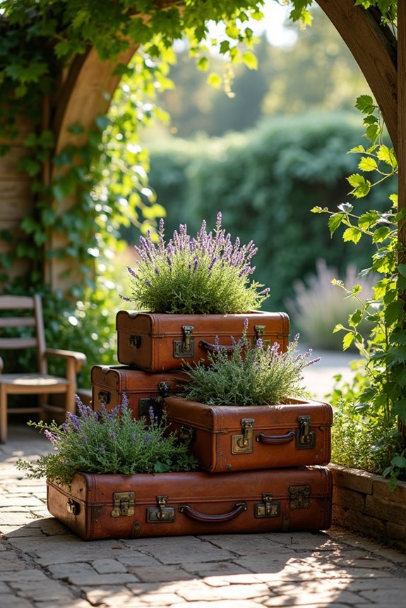 vintage suitcase herb garden