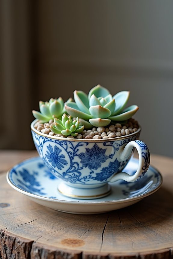 vintage teacup mini gardens